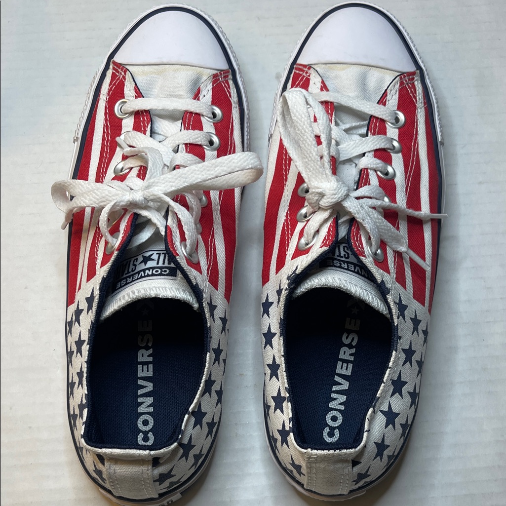 Converse Ctas Ox White Red Blue M7.5/W9.5 Usa Stars Stripes 4th Of July Patriot